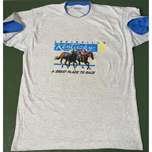 Vintage Louisville Kentucky "Great Place To Race" Double-Sided Horse T-Shirt XL
